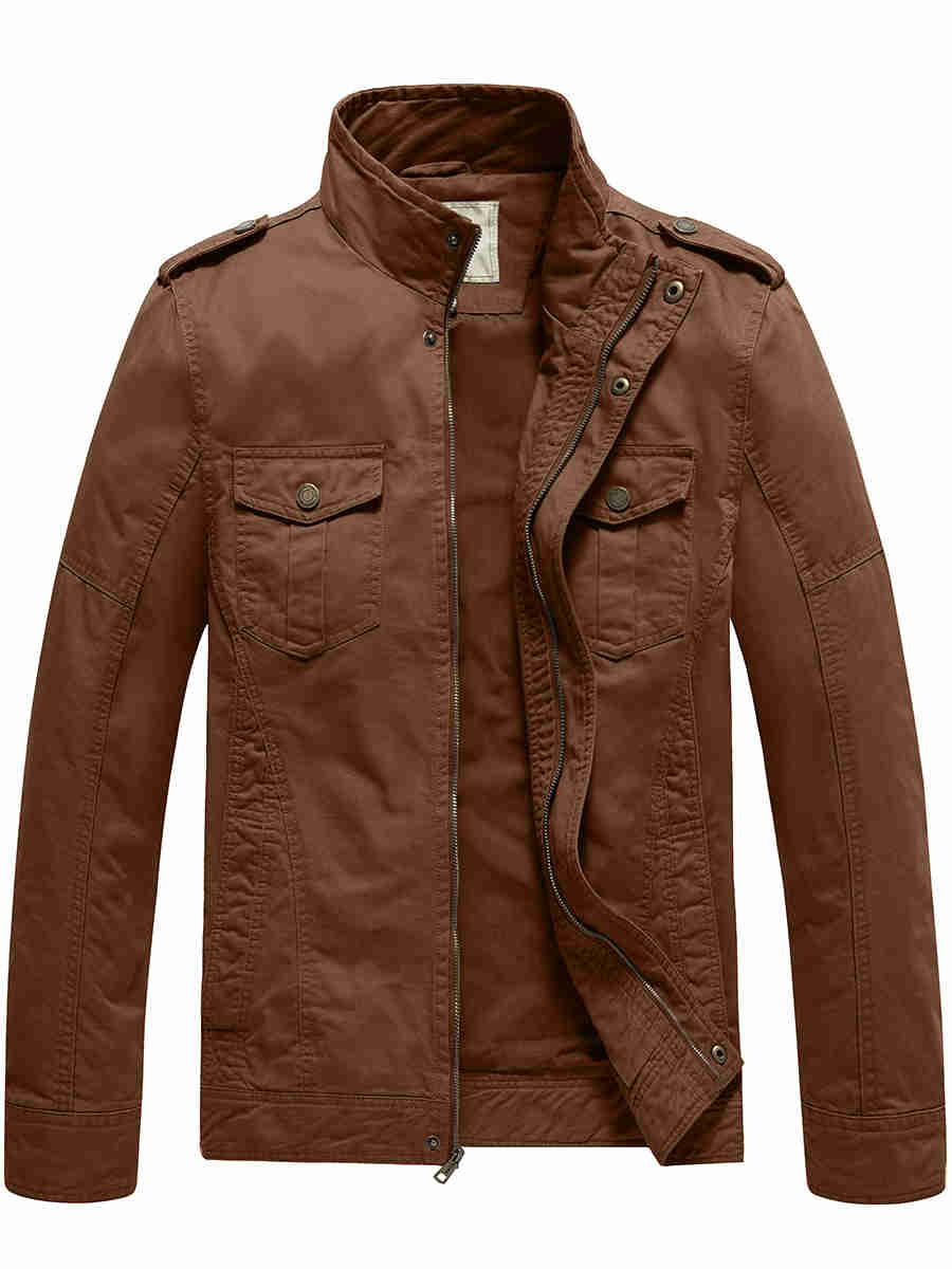 Men's Casual Washed Cotton Military Jacket – WenVen