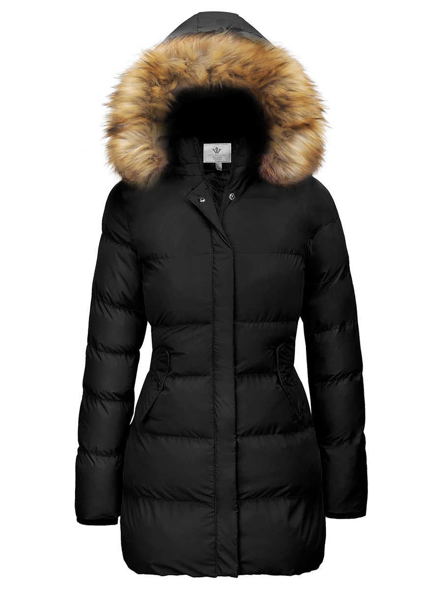 Women's Winter Thicken Puffer Coat Warm Jacket with Fur Removable Hood –  WenVen