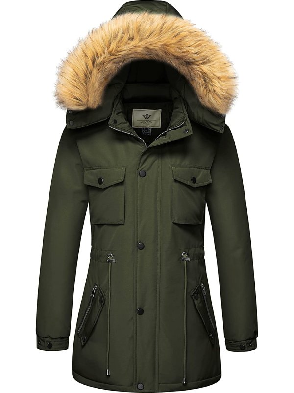 Women's Winter Waterproof Parka Jacket with Detachable Fur Hood